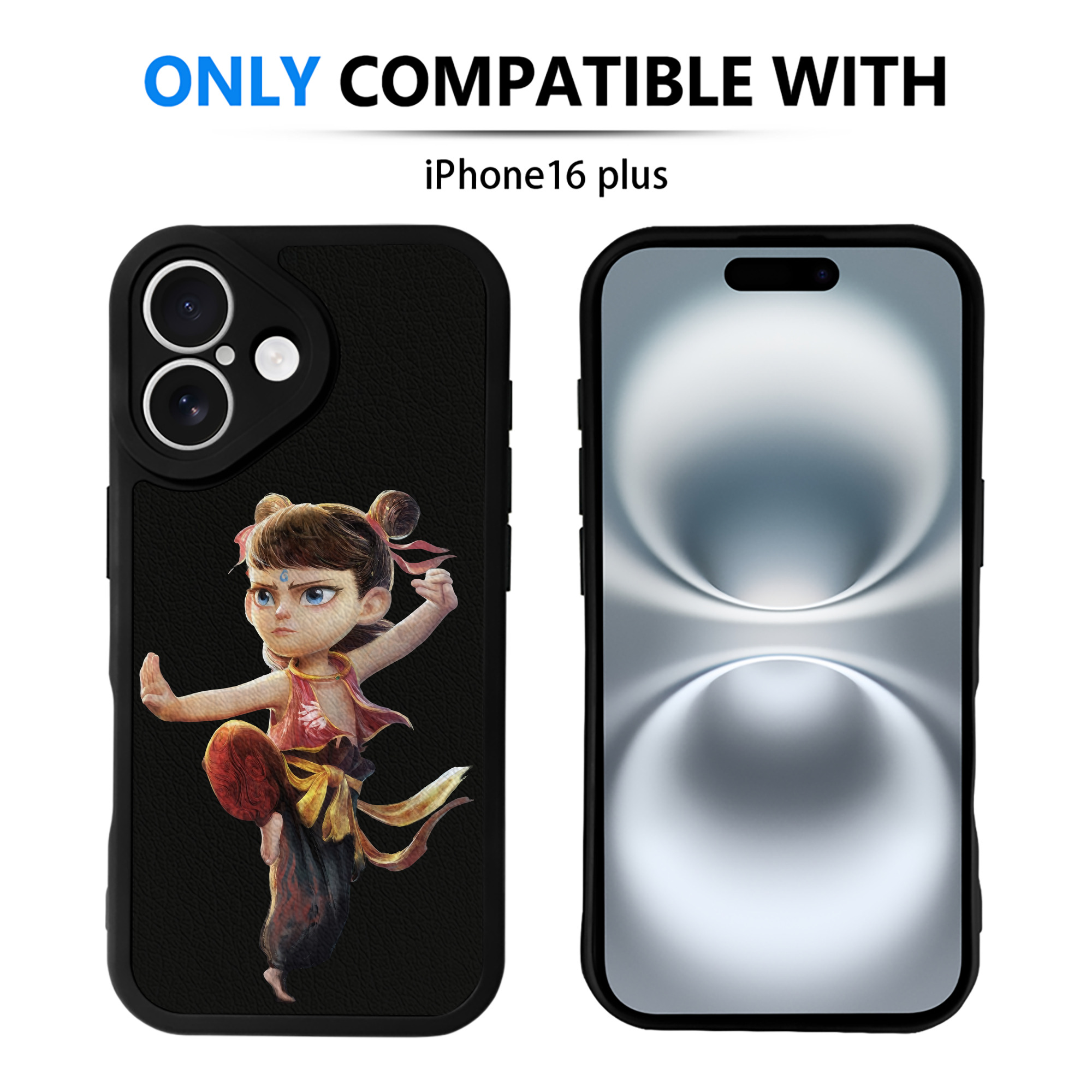 （画像用） Ne Zha 2 ナタ 魔童の大暴れ 【iPhone 16シリーズ対応】シリコンスマホケース（レザー調） 材質：シリコン